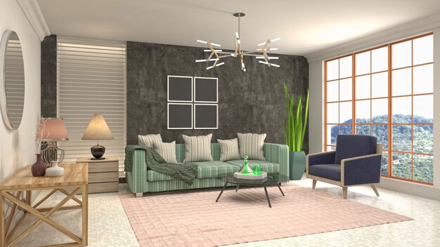 Illustration of the living room interior