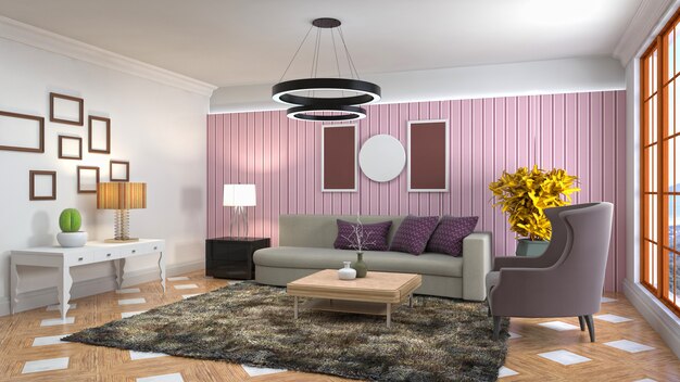 Illustration of the living room interior