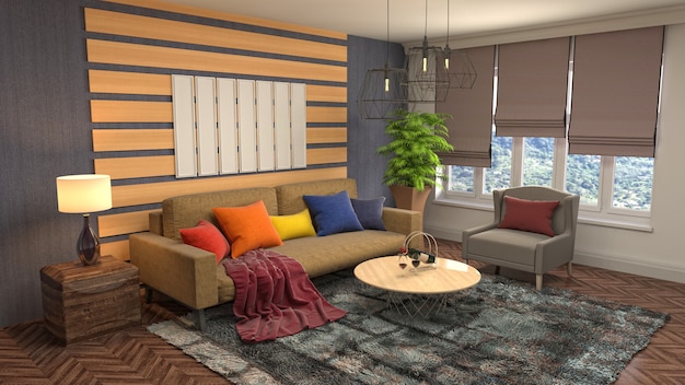 Illustration of the living room interior