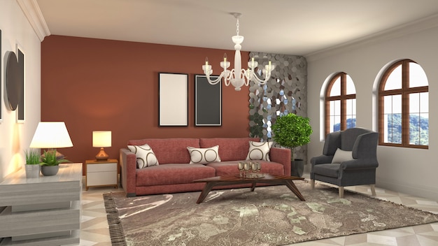 Illustration of the living room interior