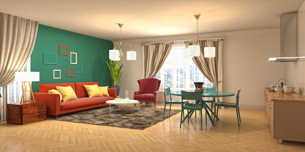 Illustration of the living room interior