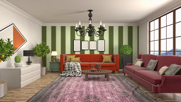 Illustration of the living room interior