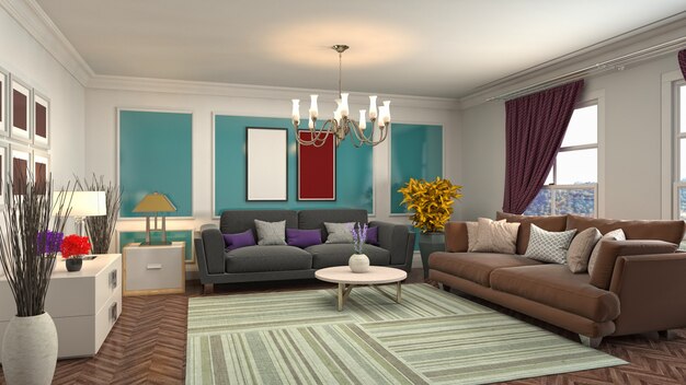 Illustration of the living room interior