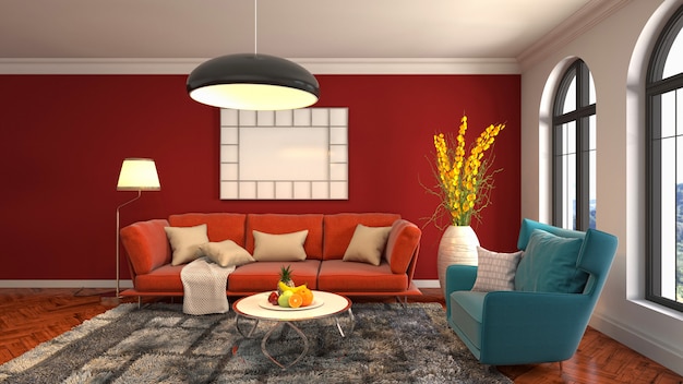 Illustration of the living room interior