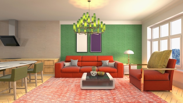 Illustration of the living room interior