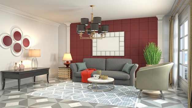 Illustration of the living room interior