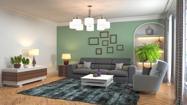 Illustration of the living room interior