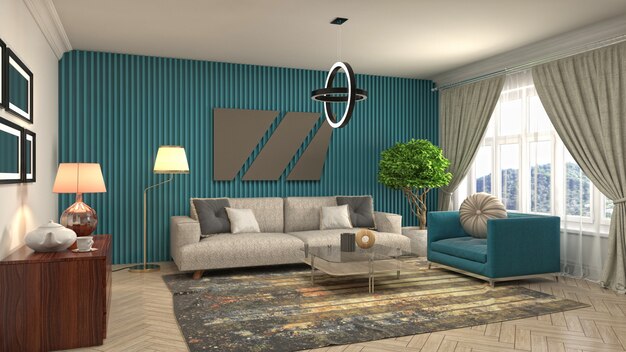 Illustration of the living room interior