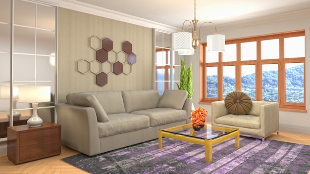 Illustration of the living room interior