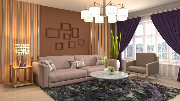 Illustration of the living room interior