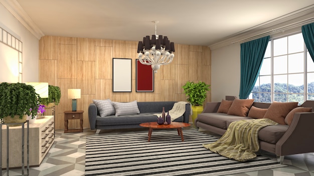 Illustration of the living room interior