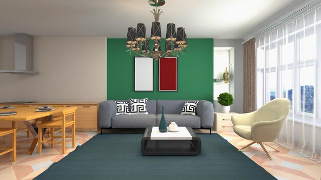 Illustration of the living room interior