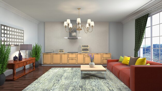 Illustration of the living room interior