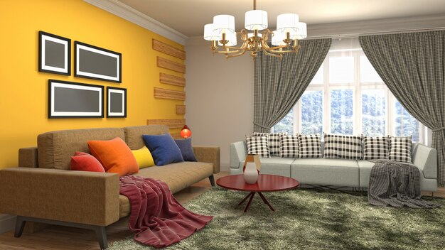 Illustration of the living room interior