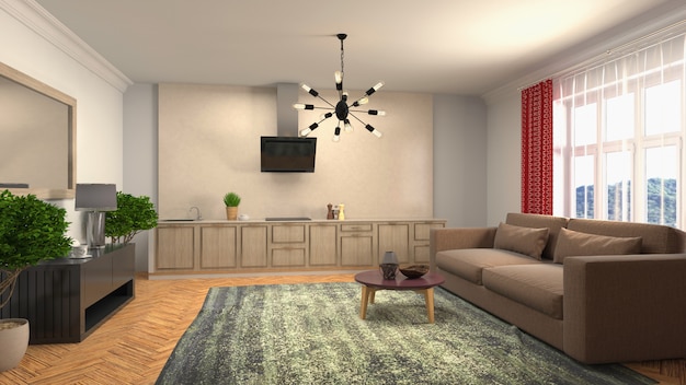 Illustration of the living room interior