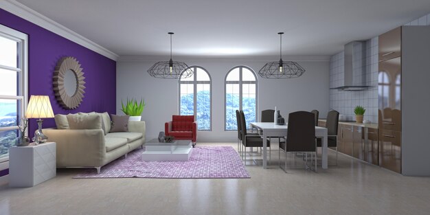 Illustration of the living room interior