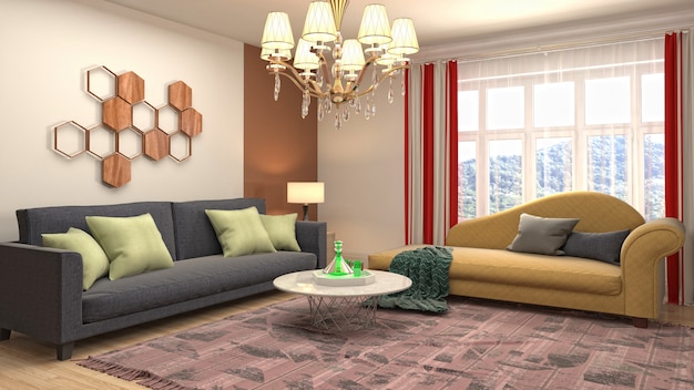 Illustration of the living room interior