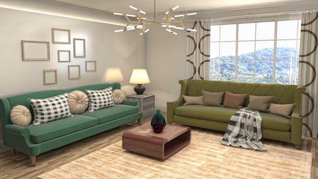 Illustration of the living room interior