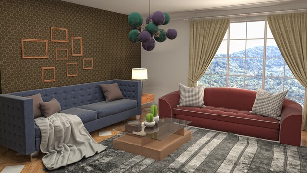 Illustration of the living room interior