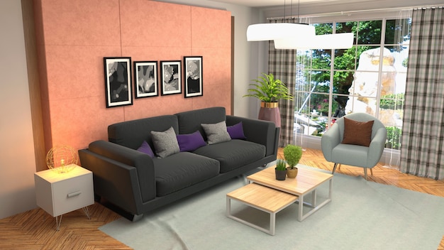 Illustration of the living room interior