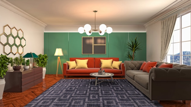 Illustration of the living room interior