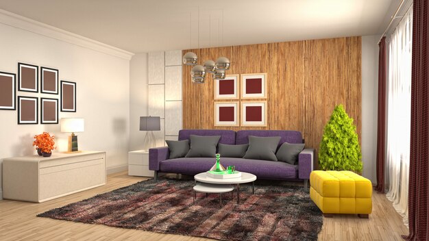 Illustration of the living room interior