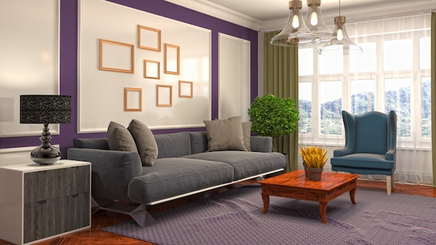 Illustration of the living room interior