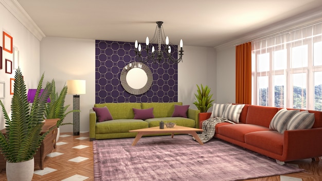 Illustration of the living room interior