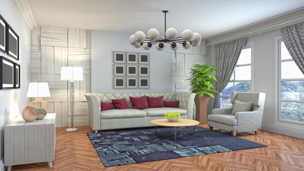 Illustration of the living room interior