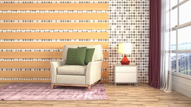 Illustration of the living room interior