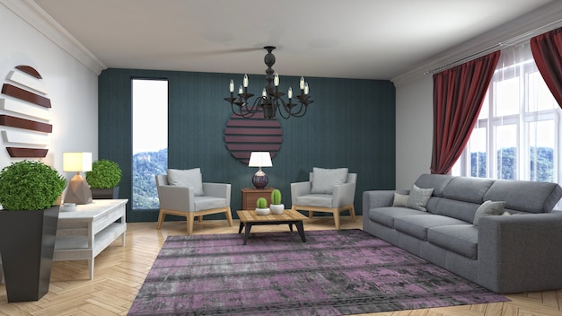 Illustration of the living room interior