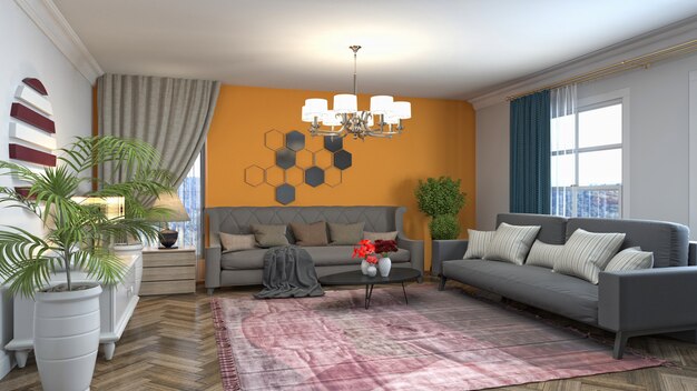 Illustration of the living room interior