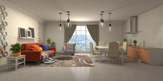 Illustration of the living room interior