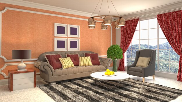 Illustration of the living room interior