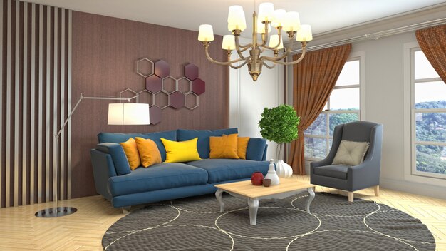 Illustration of the living room interior