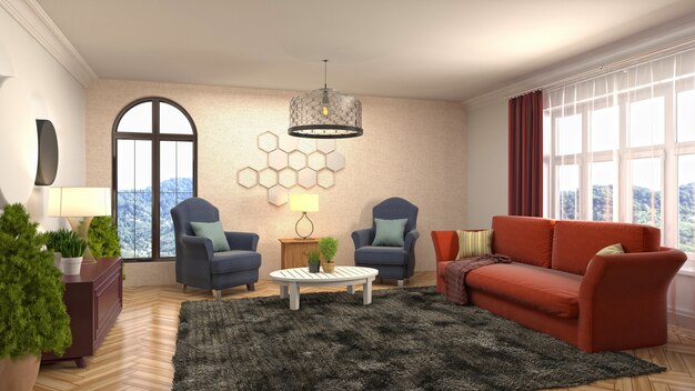 Illustration of the living room interior