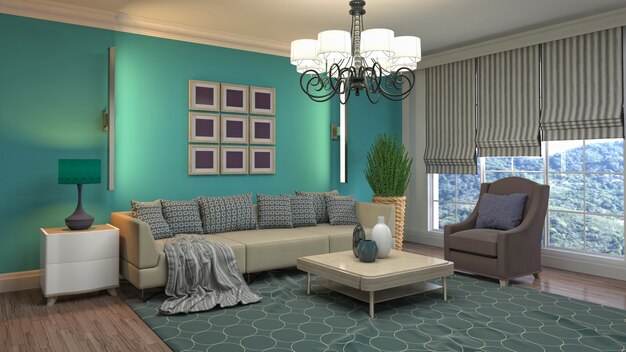 Illustration of the living room interior