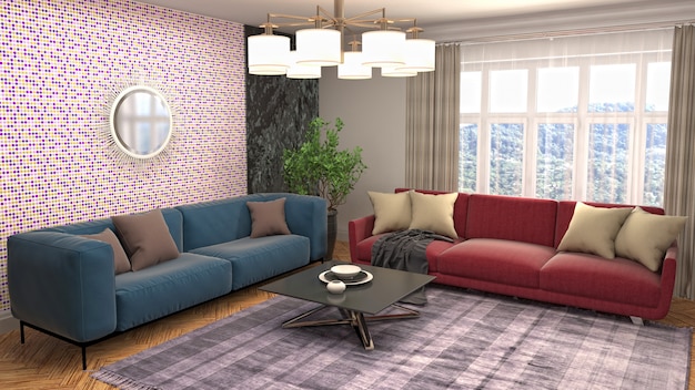 Illustration of the living room interior