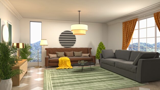 Illustration of the living room interior