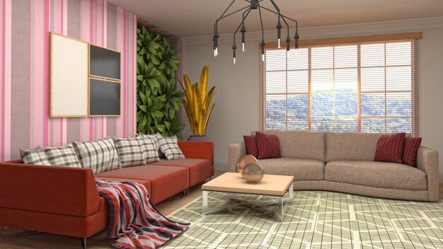 Illustration of the living room interior