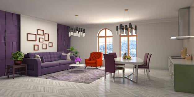 Illustration of the living room interior