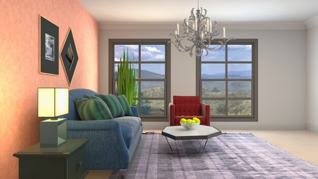 Illustration of the living room interior