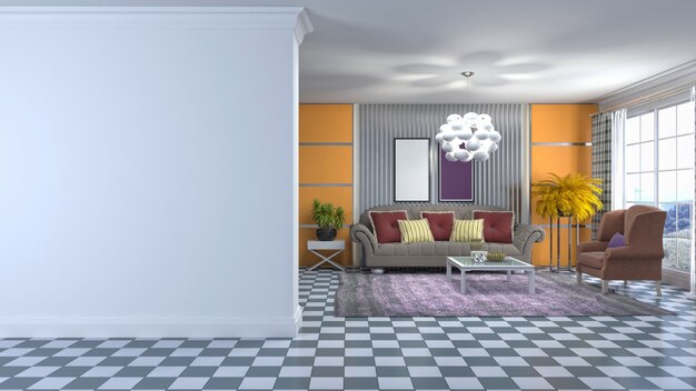 Illustration of the living room interior