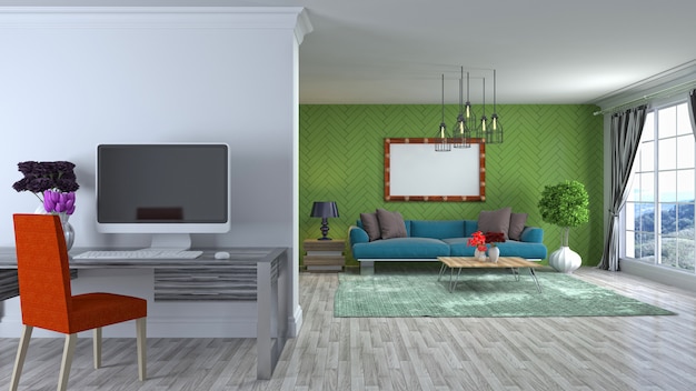 Illustration of the living room interior