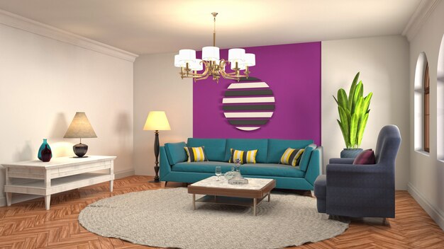 Illustration of the living room interior