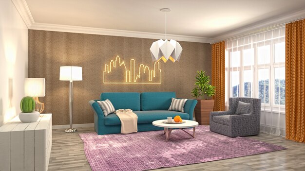 Illustration of the living room interior