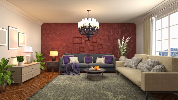 Illustration of the living room interior