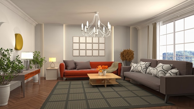 Illustration of the living room interior