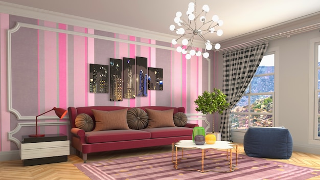 Illustration of the living room interior