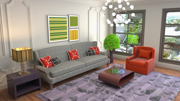 Illustration of the living room interior